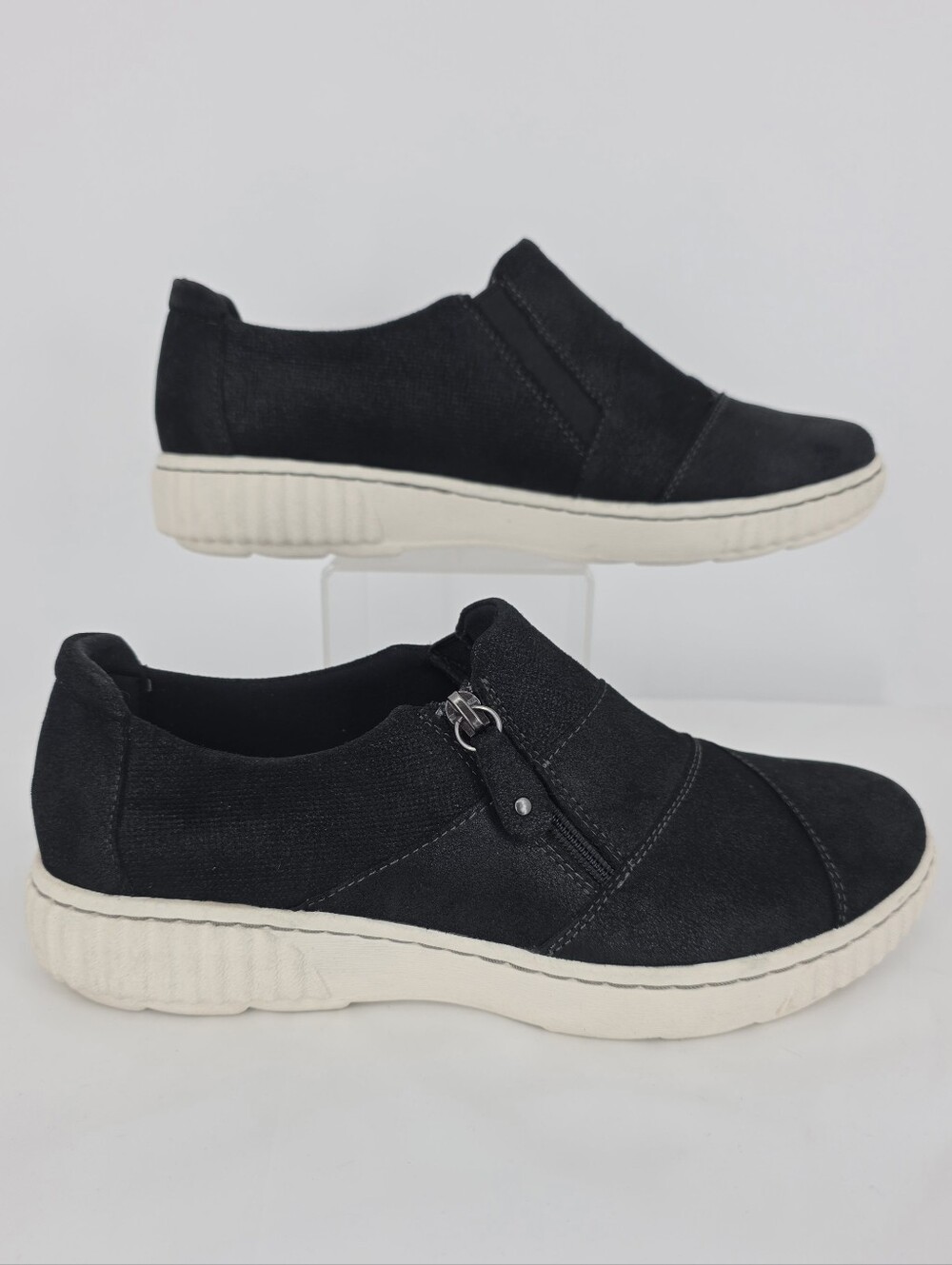 Clarks Collection Ultimate Comfort Womens 8.5 W Black Side Zip Slip On Shoes